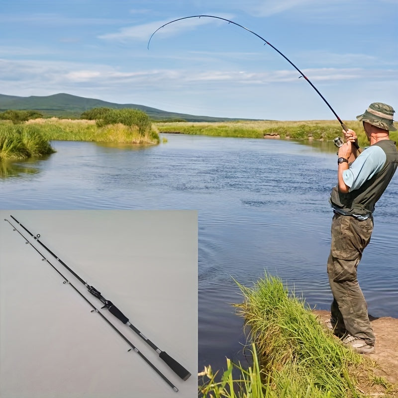 Black Warrior Carbon Fiber Fishing Rods: M-Grade, 1.8M/5.91Ft, 2.1M/6.89Ft, 2.4M/7.87Ft, Two-Section, Fast Action, Ultra-Light Power, Suitable for All Ages, Ideal for Spinning Fishing Techniques