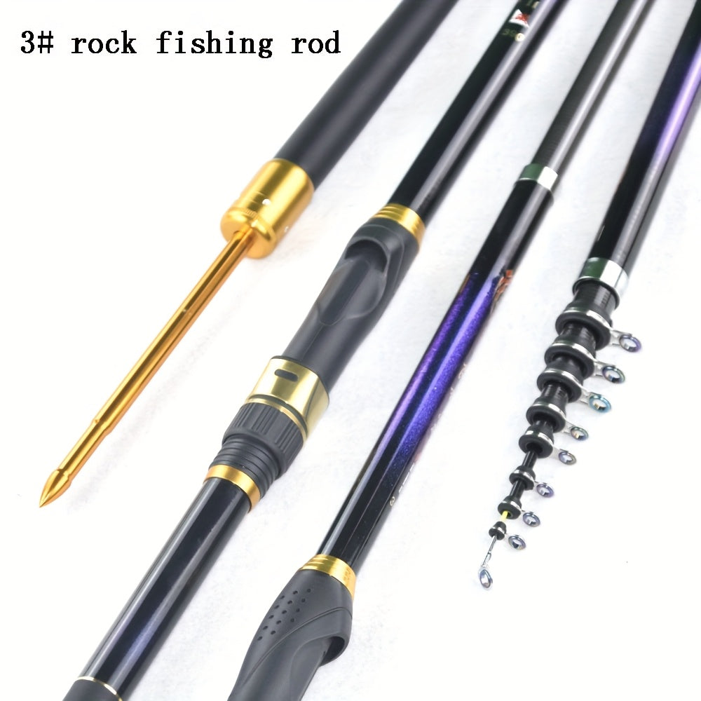 3# Soft Tail Rock Rod, Lightweight Carbon Fiber Portable Telescopic Fishing Rod, Medium Power, Moderate Action, Bait Weight 5-20g, 6.89Ft-14.76ft, Suitable for Beach Fishing, Long-Distance Casting and Trolling