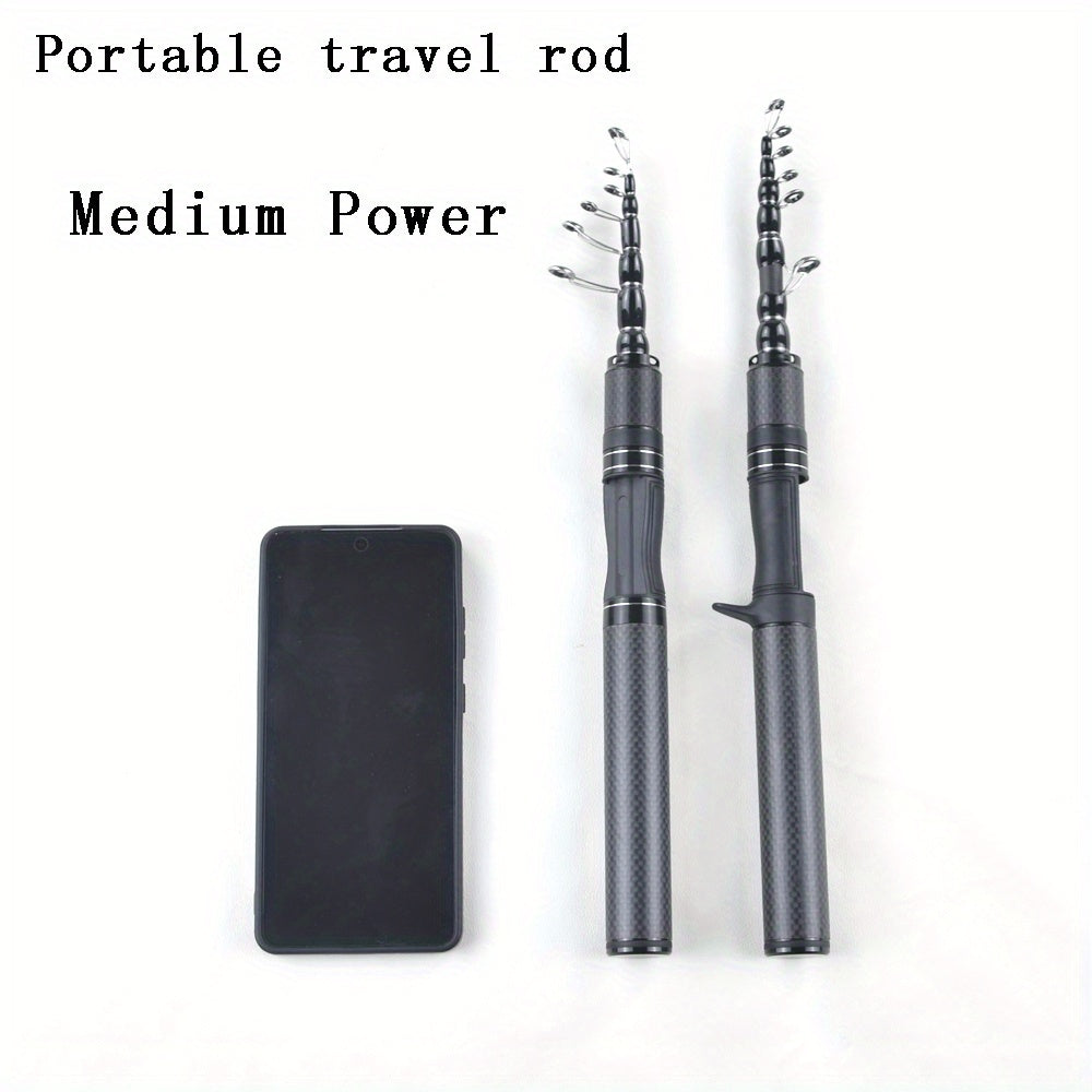 High-carbon fiber material, portable travel rod, telescopic fishing rod, medium power fast action, spinning/casting, 5.91ft/6.89ft/7.87ft suitable for saltwater and freshwater fishing, bait weight 5-25g