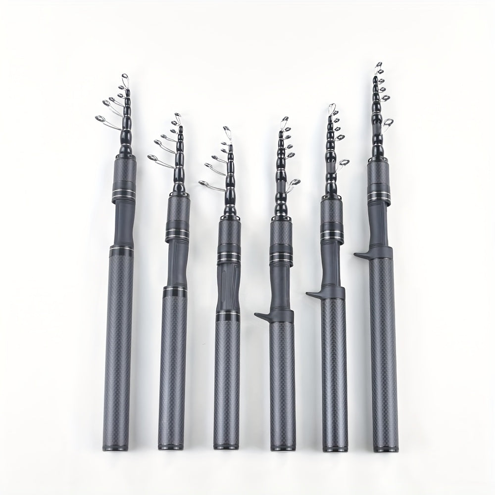 High-carbon fiber material, portable travel rod, telescopic fishing rod, medium power fast action, spinning/casting, 5.91ft/6.89ft/7.87ft suitable for saltwater and freshwater fishing, bait weight 5-25g