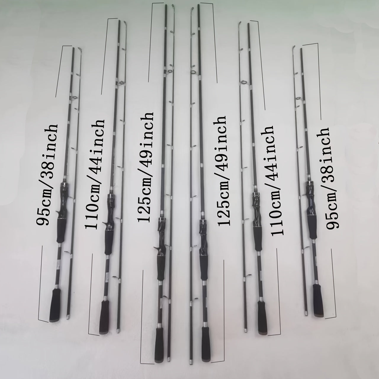 Black Warrior Carbon Fiber Fishing Rods: M-Grade, 1.8M/5.91Ft, 2.1M/6.89Ft, 2.4M/7.87Ft, Two-Section, Fast Action, Ultra-Light Power, Suitable for All Ages, Ideal for Spinning Fishing Techniques